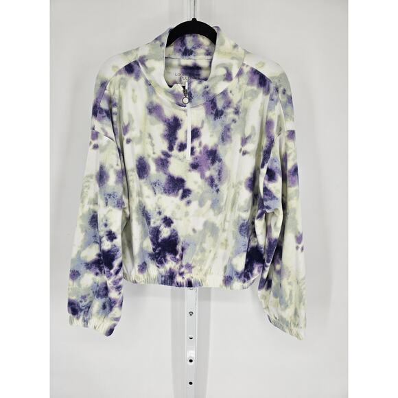 So Women's Tie Dye Long Sleeve 1/3 Zip Elastic Hem Pullover Jacket Size XL - Picture 1 of 4